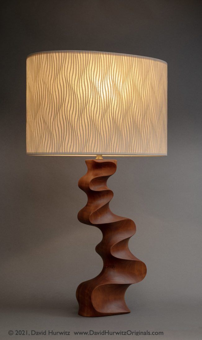 Wavy Wood Sculpture Table Lamp