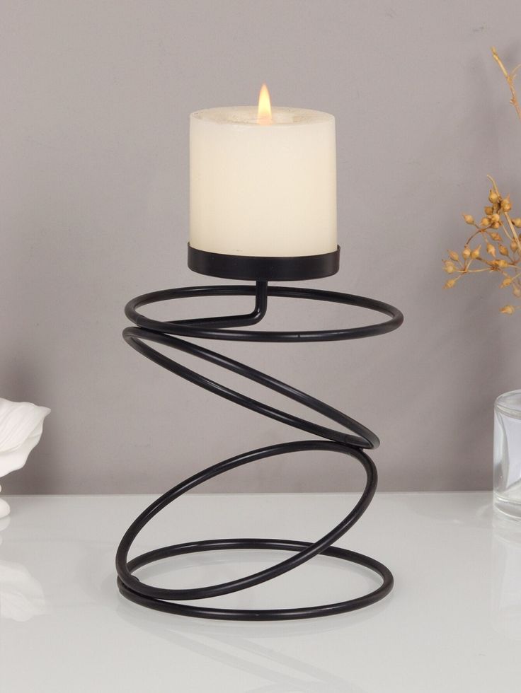Modern Black Spiral Candle Holder