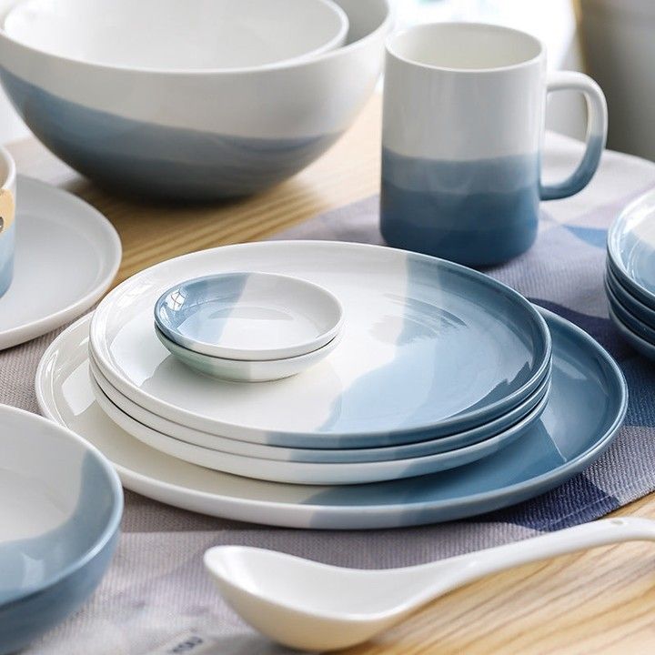 Modern Blue Ombre Ceramic Dinnerware Set