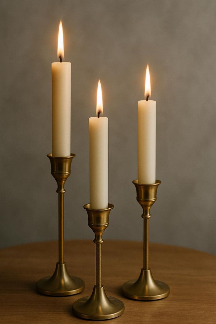 Classic Brass Taper Candle Holder Set (3)