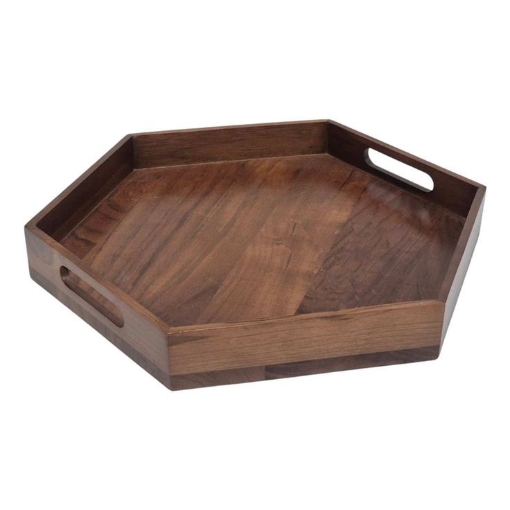 Hexagon Natural Wood Serving Tray